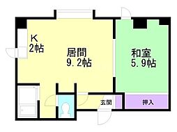 ハイツやまびこ 1LDKの間取図画像