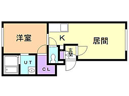 メモリアルフレンド 1LDKの間取図画像