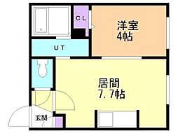 Raffine南郷通III 1DKの間取図画像