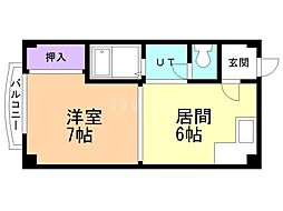 ホワイトプラザ 1DKの間取図画像