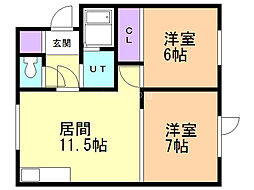 パークハイツ2 2LDKの間取図画像