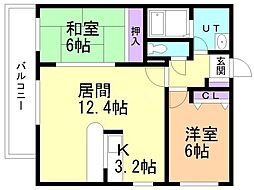 コンフォート札幌 2LDKの間取図画像