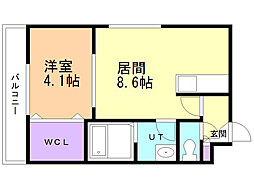 パークサイト東札幌 1DKの間取図画像