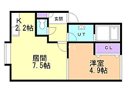 リンデン 1LDKの間取図画像