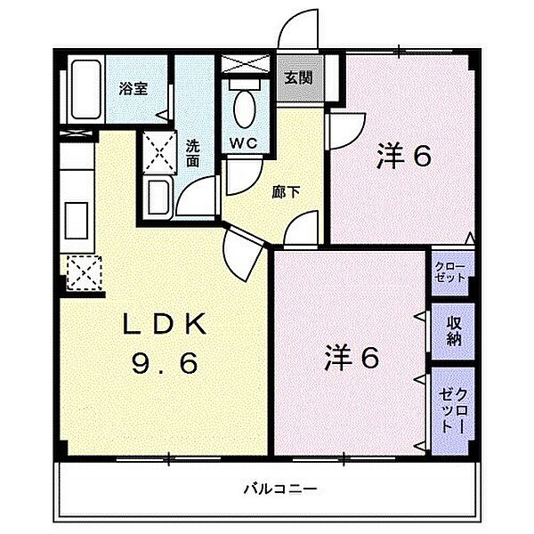 レジダンス・アンソレイエ 203｜和歌山県和歌山市西庄(賃貸マンション2DK・2階・52.58㎡)の写真 その2