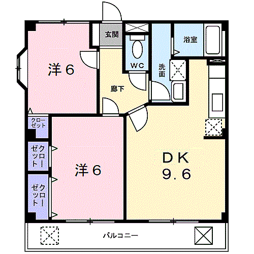 レジダンス・アンソレイエ 305｜和歌山県和歌山市西庄(賃貸マンション2DK・3階・52.58㎡)の写真 その2