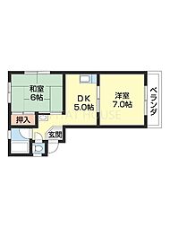 FKマンション 2DKの間取図画像