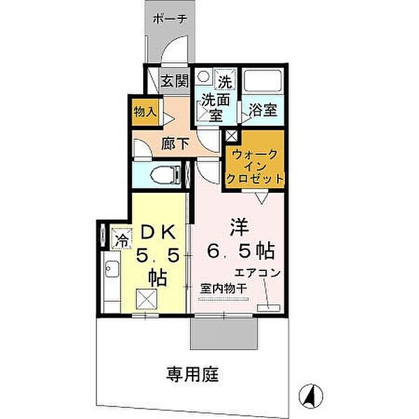 ヴィラ・シャロム　Ｂ棟 B103｜和歌山県和歌山市田尻(賃貸アパート1DK・1階・35.70㎡)の写真 その2