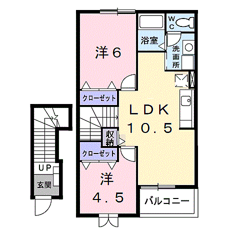 かめりあ 202｜和歌山県御坊市藤田町藤井(賃貸アパート2LDK・2階・51.67㎡)の写真 その2