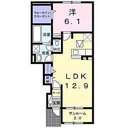 オリーブ 1LDKの間取図画像
