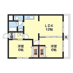 ローパス三葛 2LDKの間取図画像