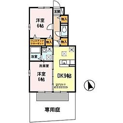 グランモアミヤビ 2DKの間取図画像