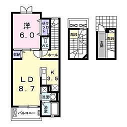 アンジュールARIDA1 1LDKの間取図画像
