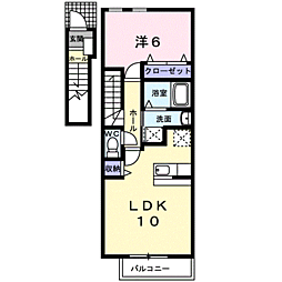 キャトル・セゾン2 1LDKの間取図画像