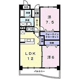 アズゥール 2LDKの間取図画像