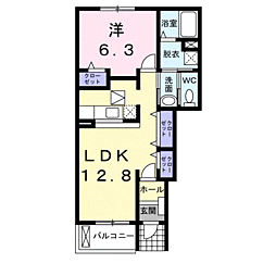 ミアマーユB 1LDKの間取図画像