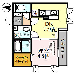 エクセレート 1DKの間取図画像