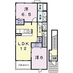 グラースアンジュ2 2LDKの間取図画像