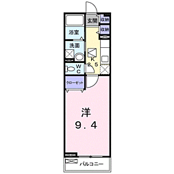 財部グランデ・フォルテ 1Kの間取図画像