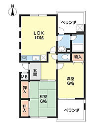 リーベンマルク 2LDKの間取図画像