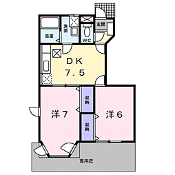 アルバ・ソーレ1 2DKの間取図画像