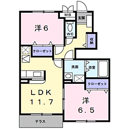 カノン2 2LDKの間取図画像