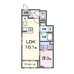 ハウスプリムローズ X 1LDKの間取図画像