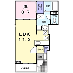 リヴァーブリーズ 1LDKの間取図画像