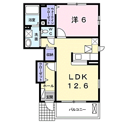 ヴァンクール貴志川2 1LDKの間取図画像