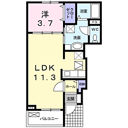 サンリット3 1LDKの間取図画像
