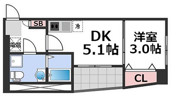 SERENiTE-04 ｜大阪府大阪市中央区谷町6丁目(賃貸マンション1DK・8階・23.34㎡)の写真 その2