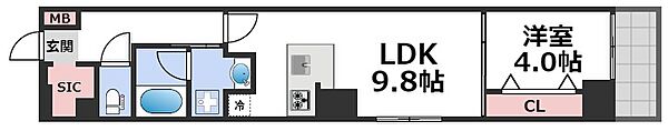 AMBITIOUS鎗屋町 ｜大阪府大阪市中央区鎗屋町2丁目(賃貸マンション1LDK・8階・36.87㎡)の写真 その2