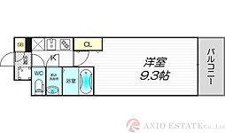 Luxe淡路 2階1Kの間取り