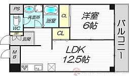 ラフィネ淀川 1LDKの間取図画像
