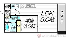 アーバンフラッツ西中島 1LDKの間取図画像