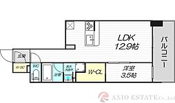 リビオメゾン新大阪 1LDKの間取図画像