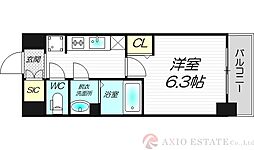 プレサンスブルーム東三国 1Kの間取図画像