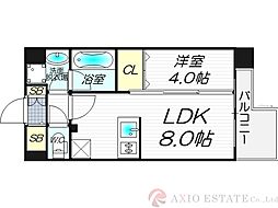 アーバネックス新大阪 1LDKの間取図画像