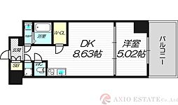 セレニテ新大阪弐番館 1DKの間取図画像