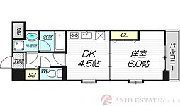シャインビュー淡路 1DKの間取図画像