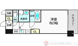 エスレジデンス新大阪ガーデン 1Kの間取図画像