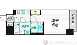 エスリード大阪ザ・ルクス 9階1Kの間取り