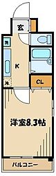 PLEASANT 1Kの間取図画像