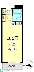 パレロワイヤル弦巻 ワンルームの間取図画像