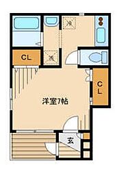 信濃ハイツ ワンルームの間取図画像