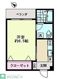 ベレトワール 1Kの間取図画像