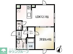 トリニティ桜新町 1LDKの間取図画像