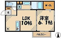 リバーポット 1LDKの間取図画像