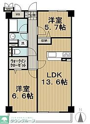 サンクレール高井戸 2LDKの間取図画像