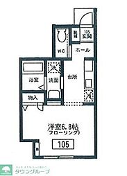 ヴェルデ東松原 1Kの間取図画像
